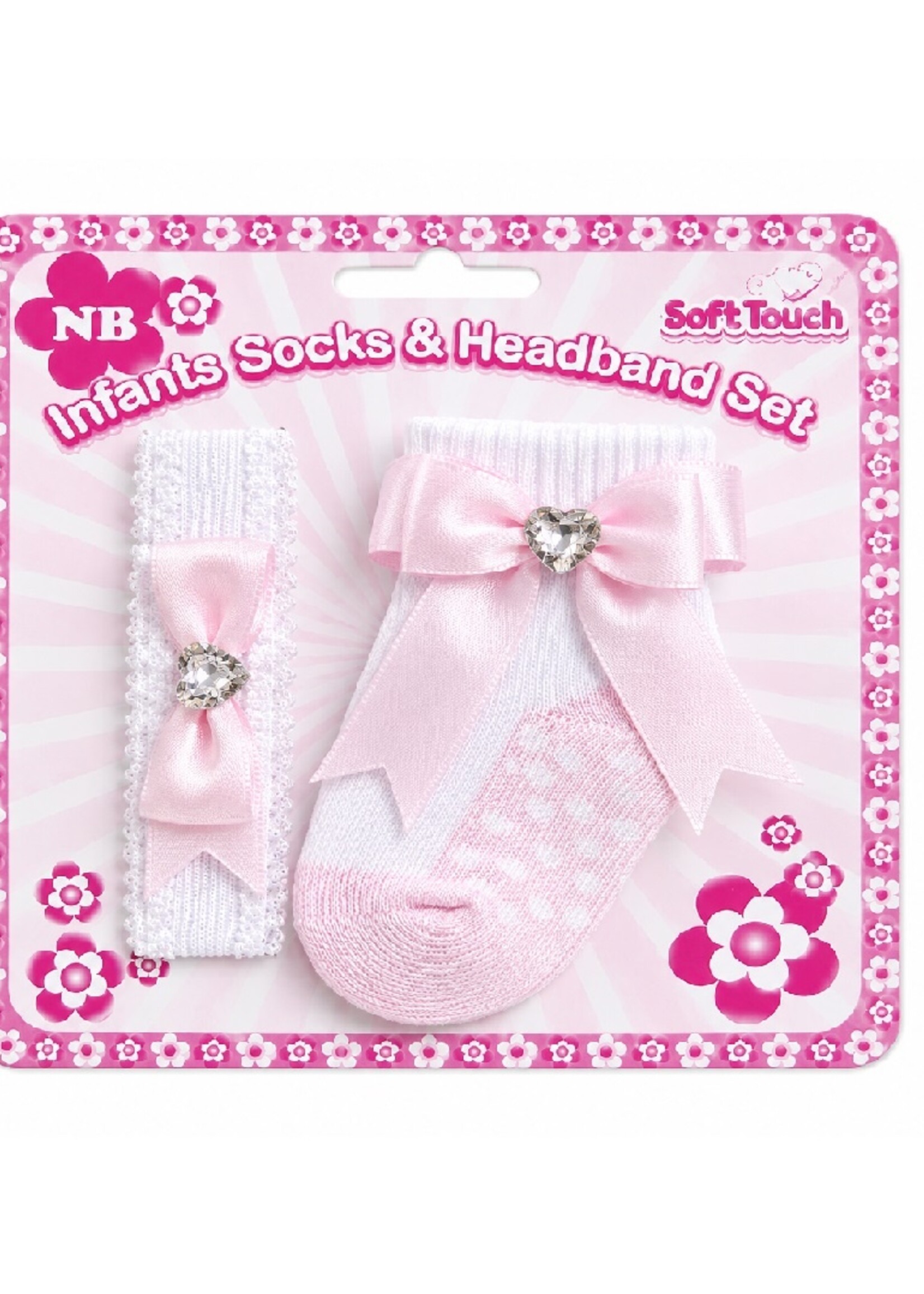 Soft Touch Babysetje - Haarband en sokjes