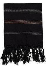 Madam Stoltz Handdoek Hammam Striped Cotton-black, grey, glitter copper