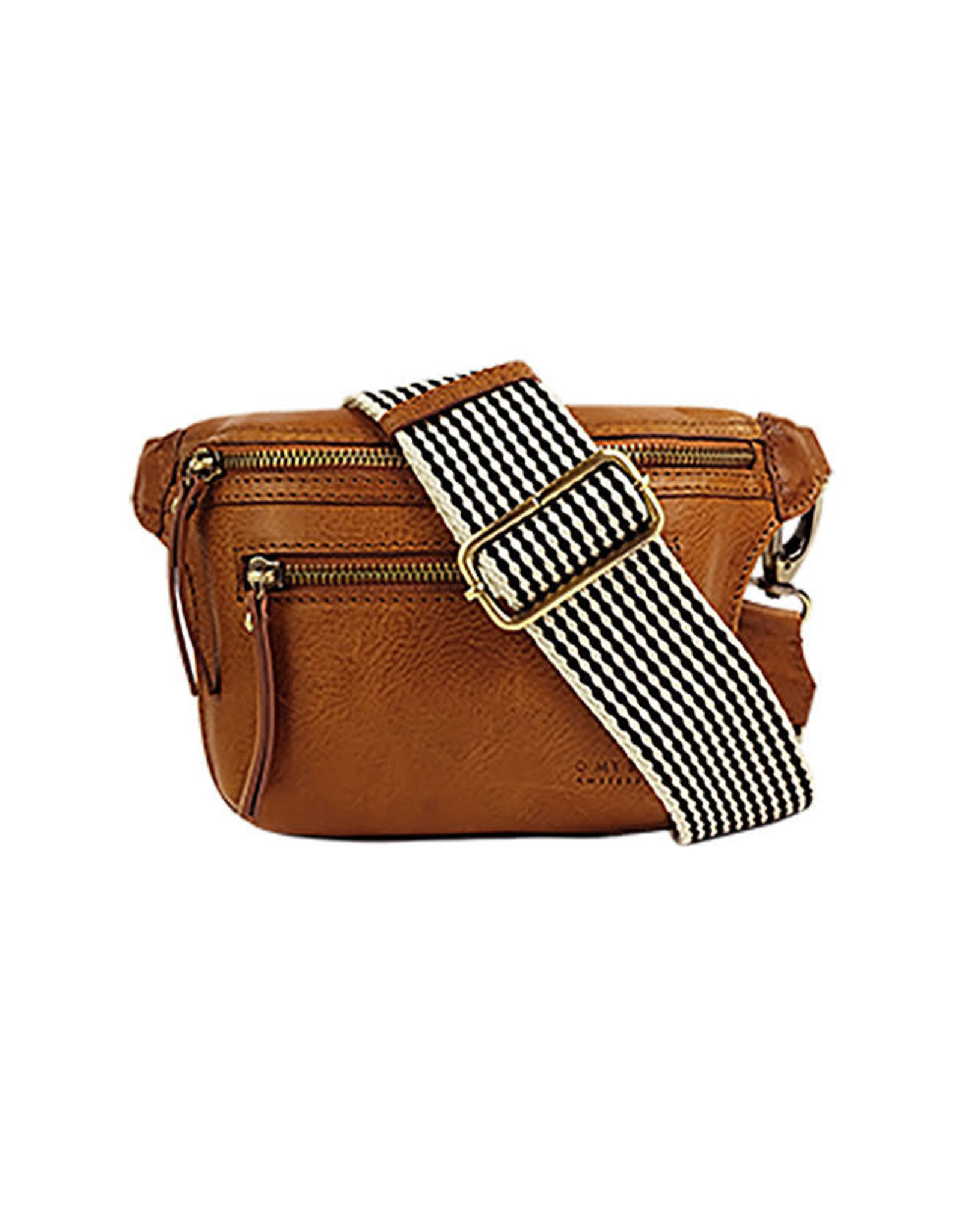 O My Bag Beck's Bum Bag / Checkered Strap-cognac (stromboli leather)