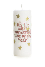 Rustik Lys Xmas Candle Most Wonderful Time 6x15cm-plum