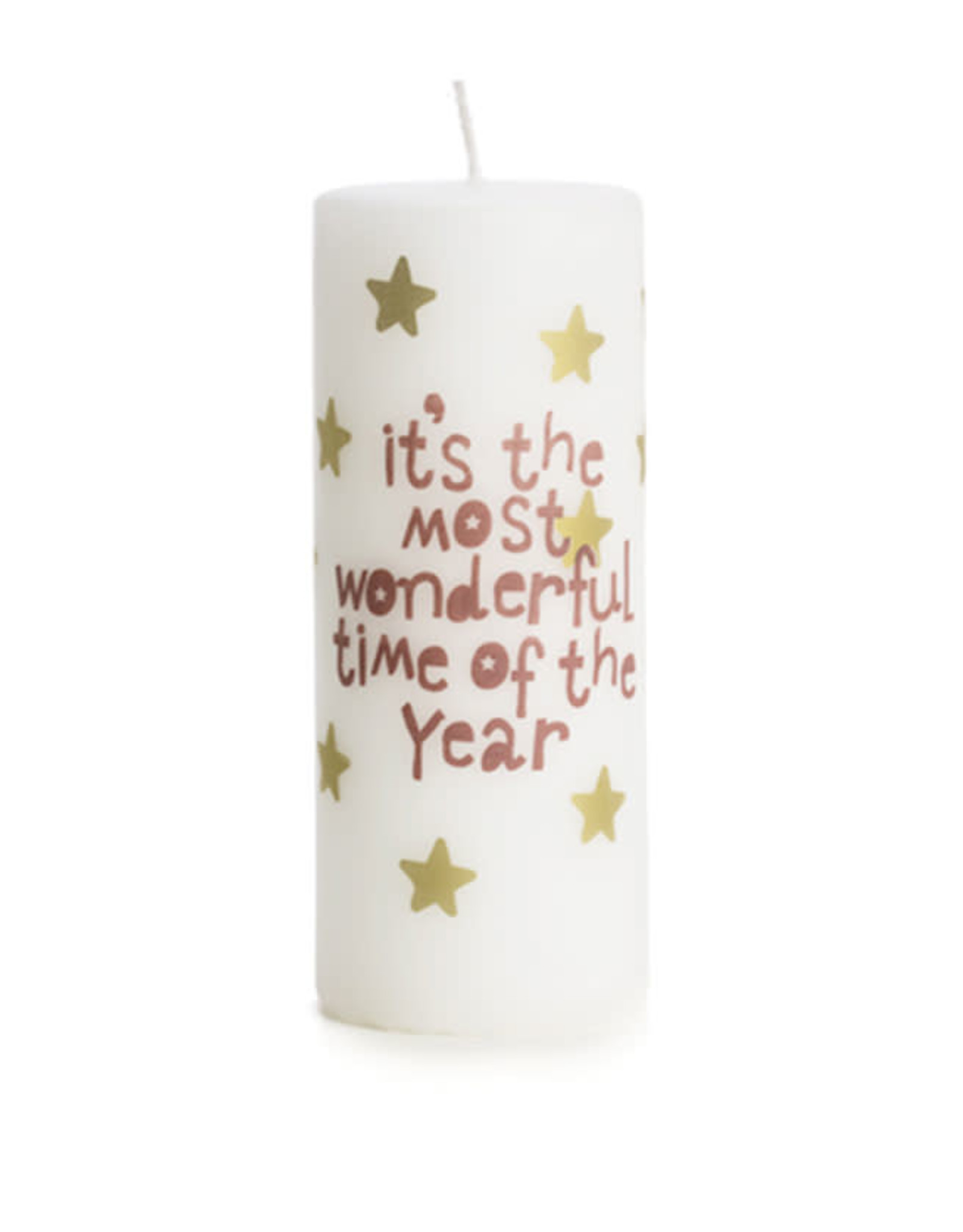 Rustik Lys Xmas Candle Most Wonderful Time 6x15cm-plum