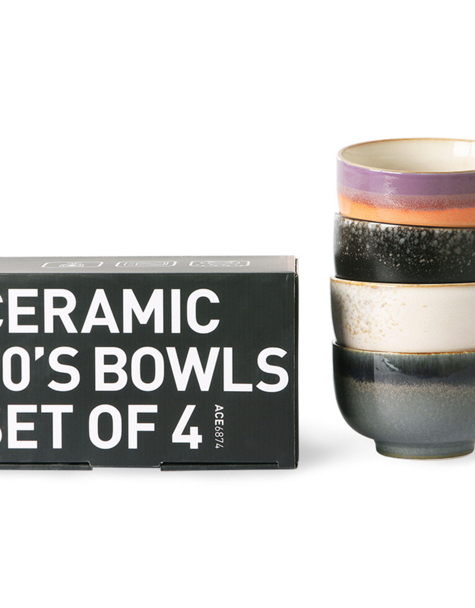 HK Living 70s ceramics: Noodle Bowls (set of 4) Astra-mix