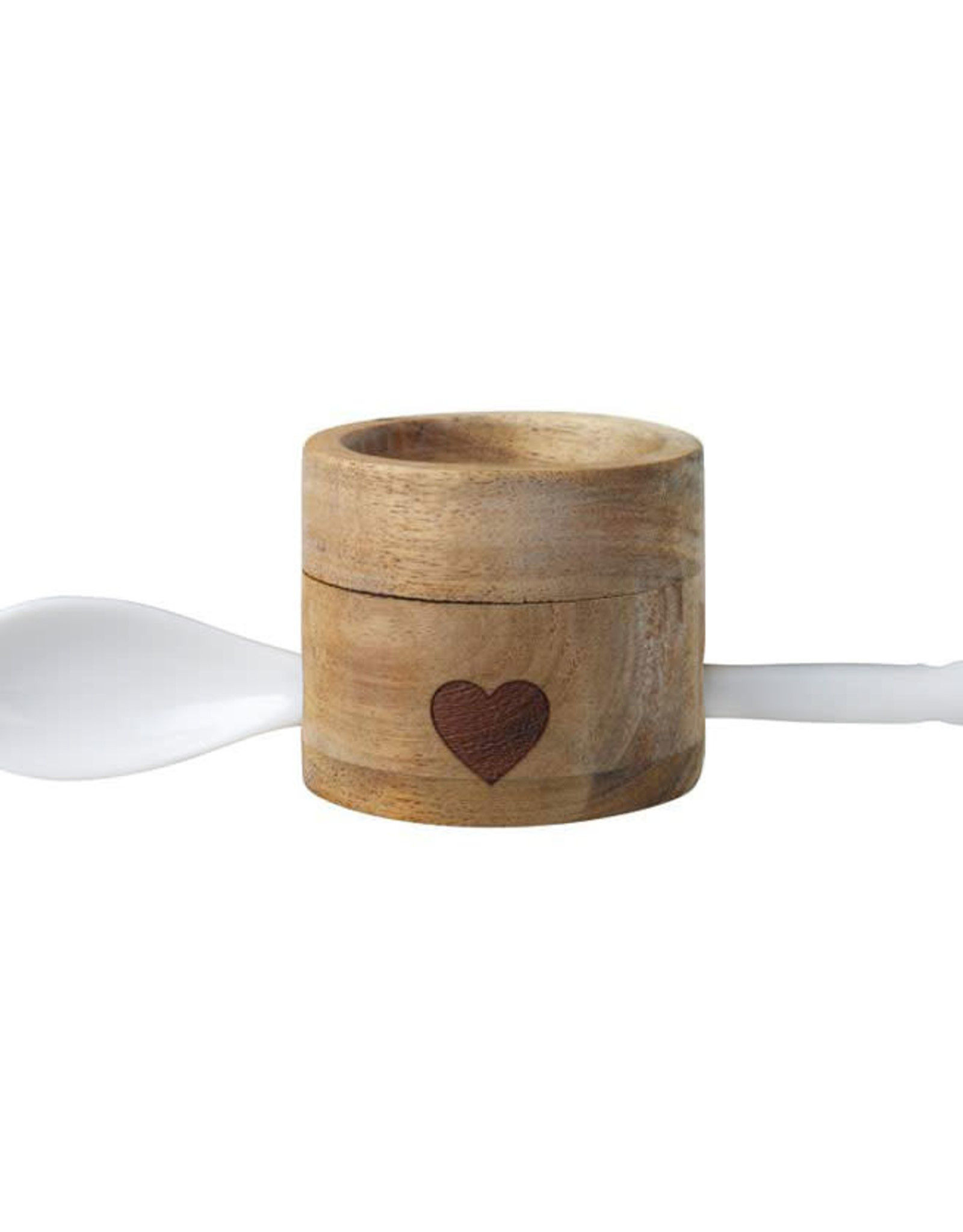 Räder Egg Cup Set with Spoon Heart-naturel/white