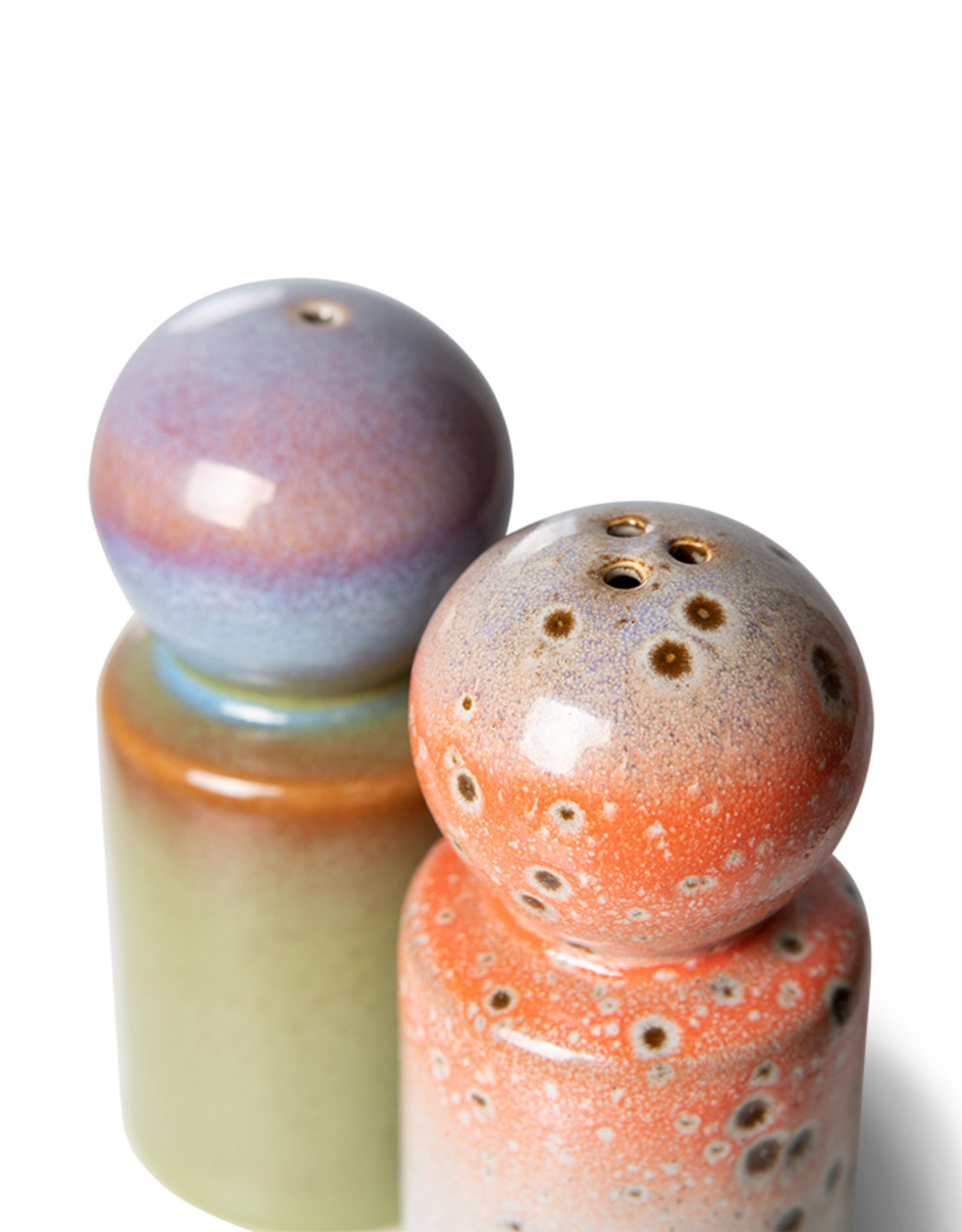 HK Living 70s ceramics: Peper & Salt jar (set of 2)-asteroids/peat