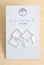 Katwalk Silver Oorbellen Studs Connected Squares large-silver
