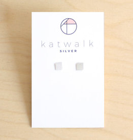 Katwalk Silver Oorbellen Studs Square Hammered-silver