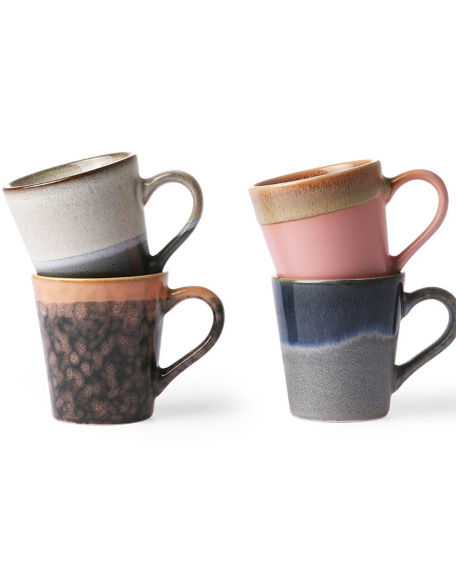 HK Living 70s ceramics: Espresso Mugs (set of 4) Polaris-mixed