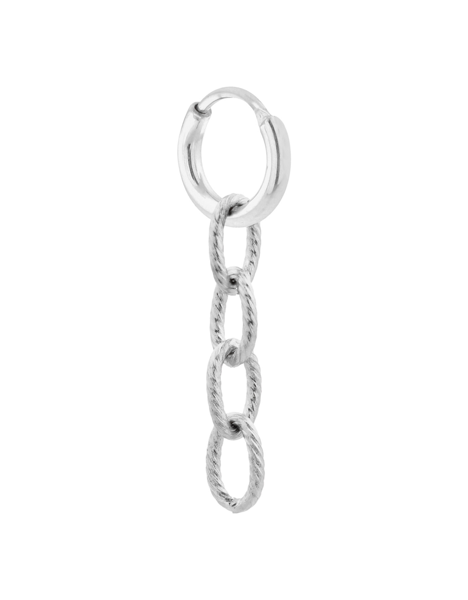 Label Kiki Oorbel Single Hoop Twisted Chain-silver