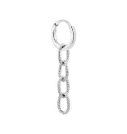 Label Kiki Oorbel Single Hoop Twisted Chain-silver