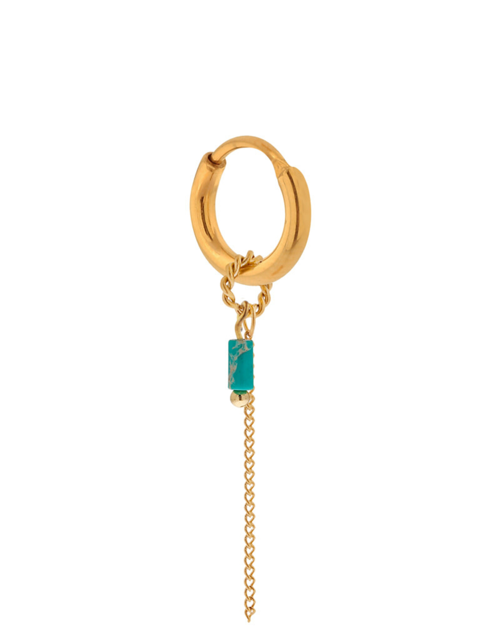 Label Kiki Oorbel Single Hoop Chain Turquoise-gold