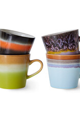HK Living 70s ceramics: Cappuccino Mugs (set of 4) Solid-mixed