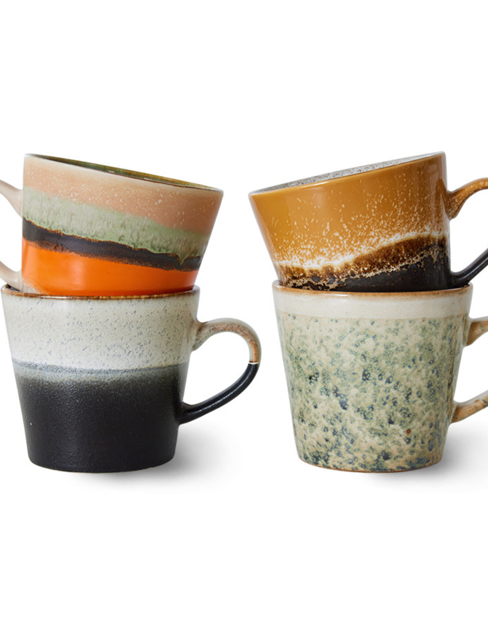 HK Living 70s ceramics: Cappuccino Mugs (set of 4) Verve-mixed