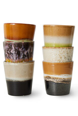 HK Living 70s ceramics: Coffee Mugs (set of 6) Soil-mix