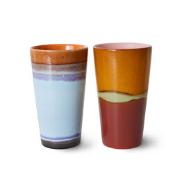 HK Living 70s ceramics: Latte Mugs (set of 2) Clash-mix