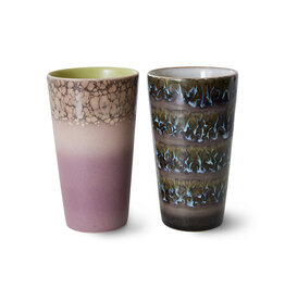 HK Living 70s ceramics: Latte Mugs (set of 2) Forest-mix