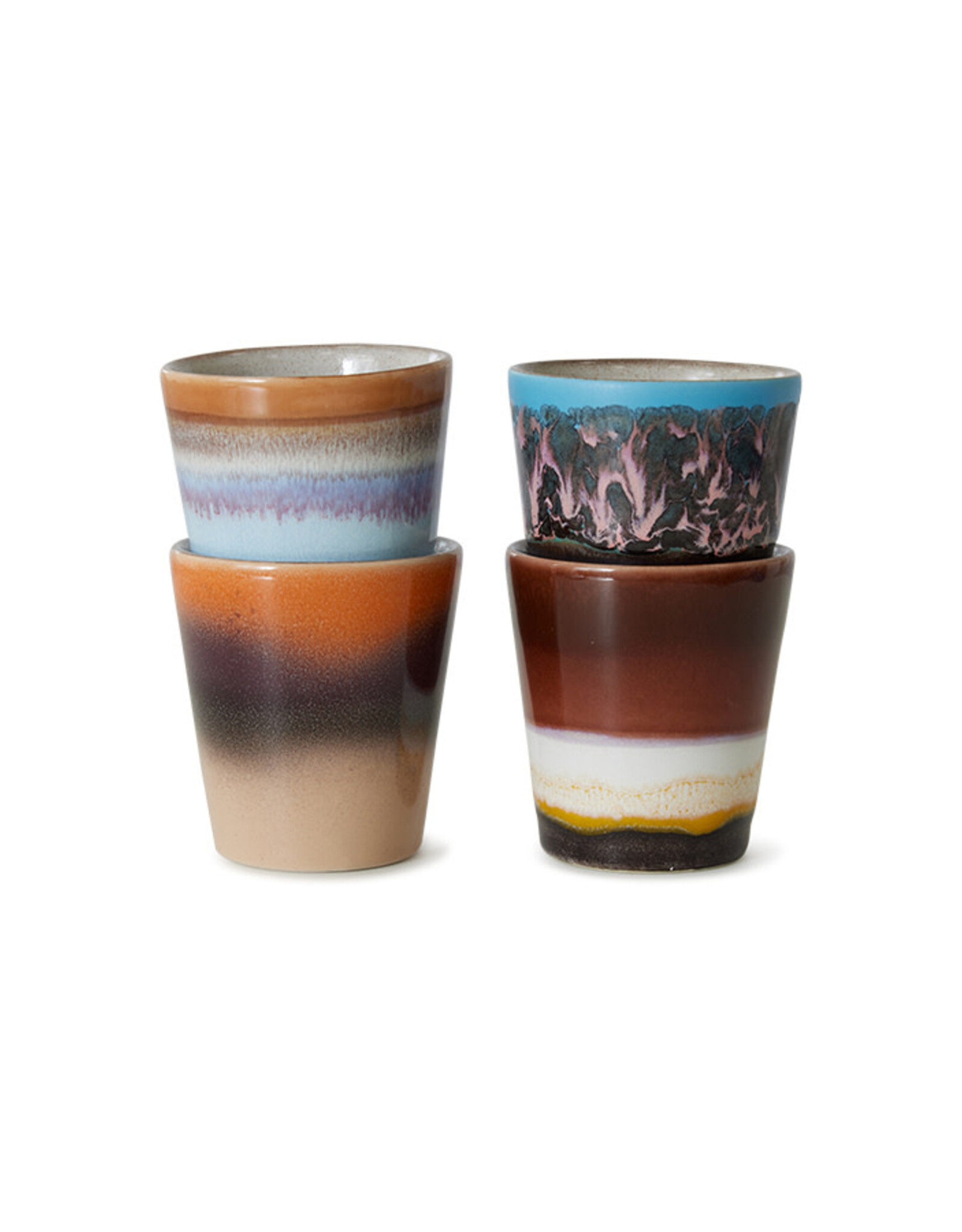 HK Living 70s ceramics: Ristretto Mugs (set of 4) Solar-mixed