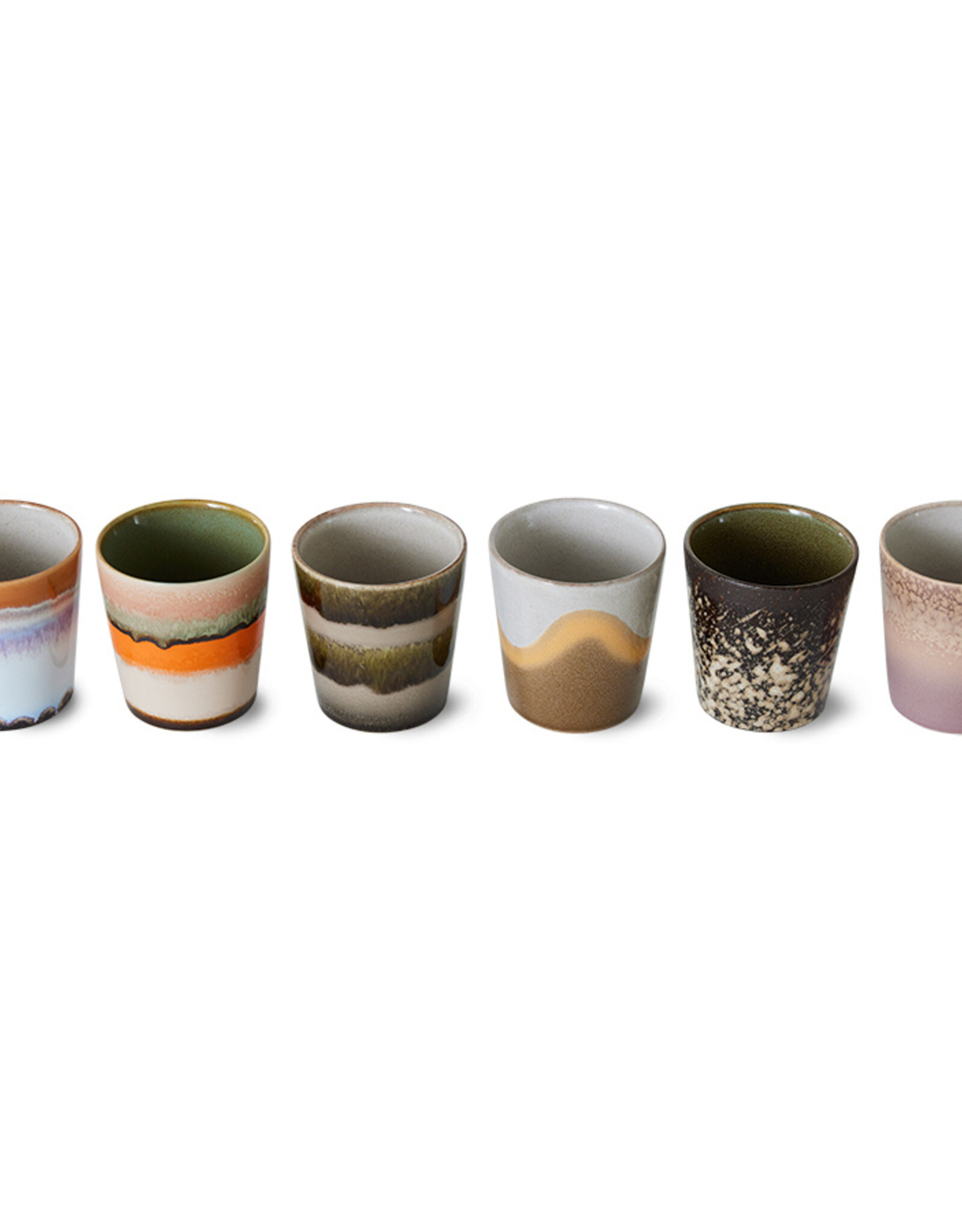 HK Living 70s ceramics: Coffee Mugs (set of 6) Elements-mix