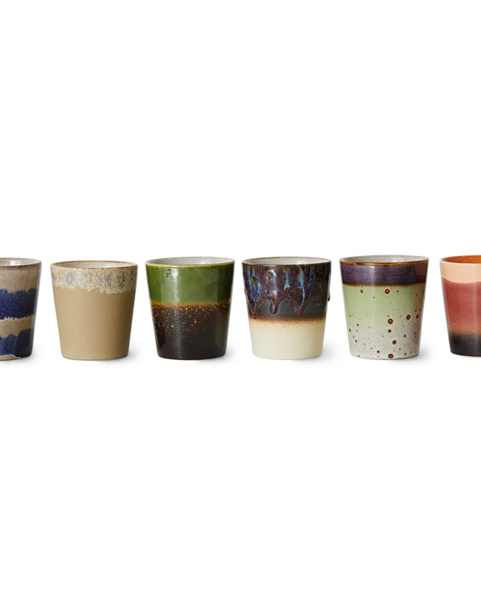 HK Living 70s ceramics: Coffee Mugs (set of 6) Grounding-mix