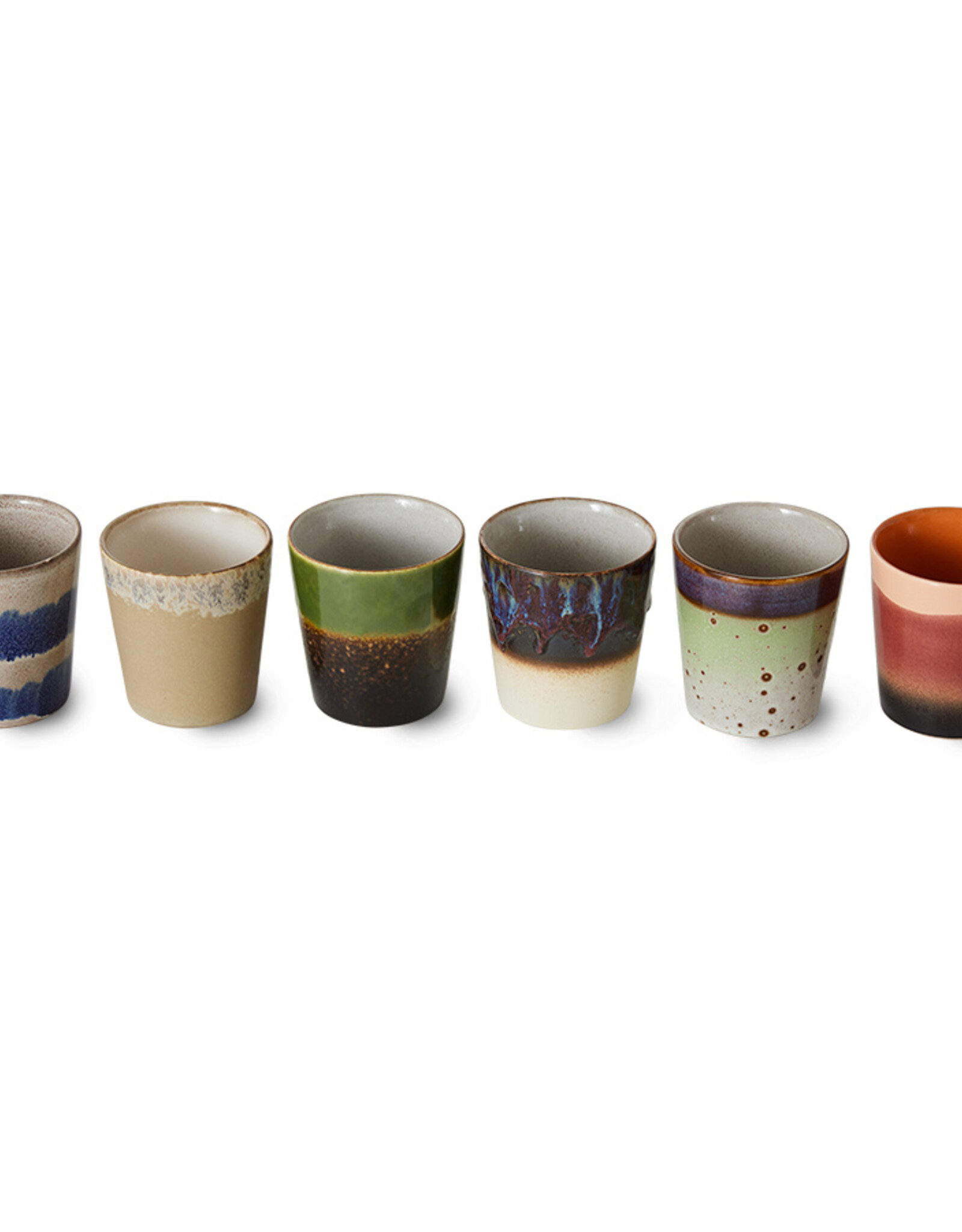 HK Living 70s ceramics: Coffee Mugs (set of 6) Grounding-mix