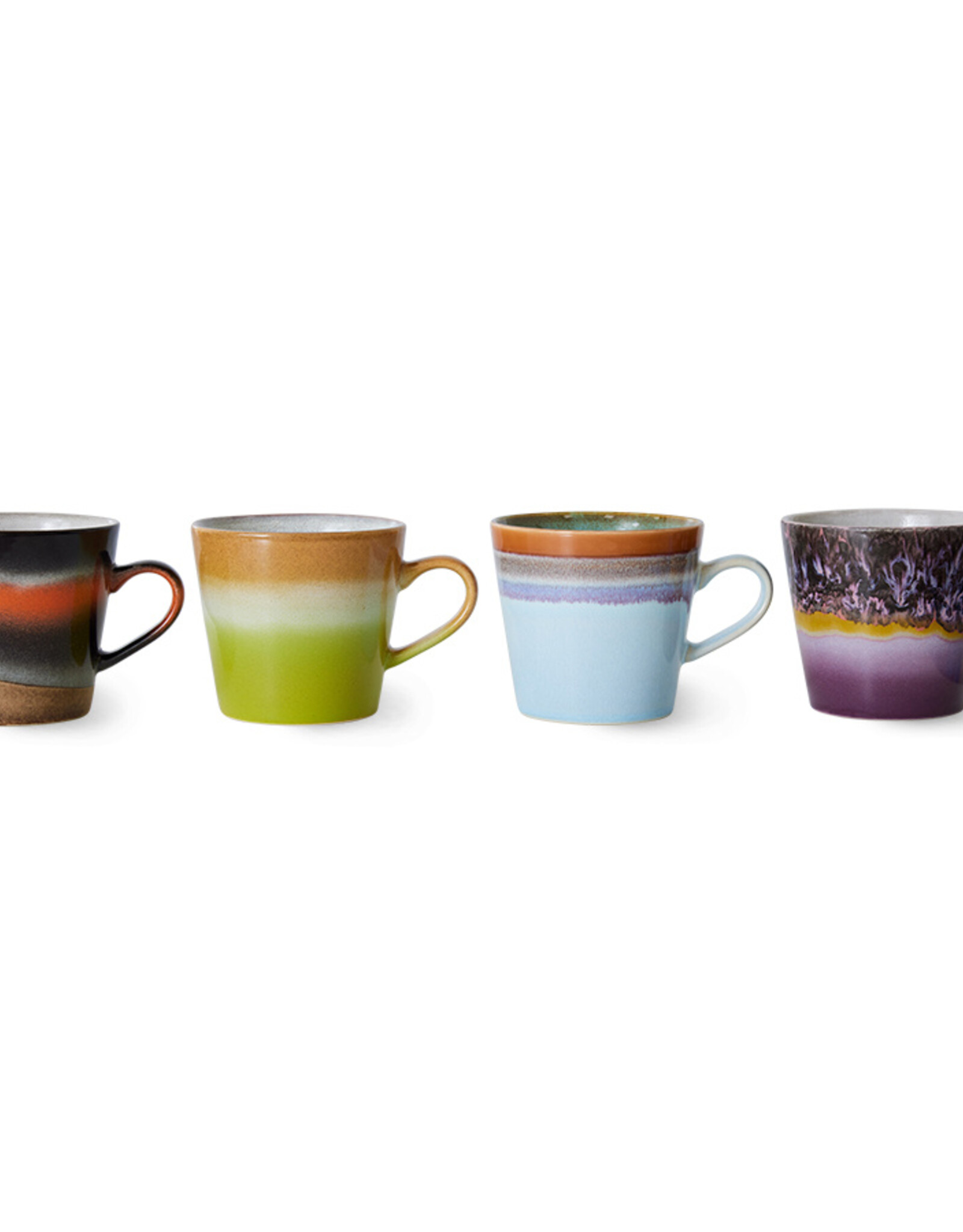 HK Living 70s ceramics: Cappuccino Mugs (set of 4) Solid-mixed