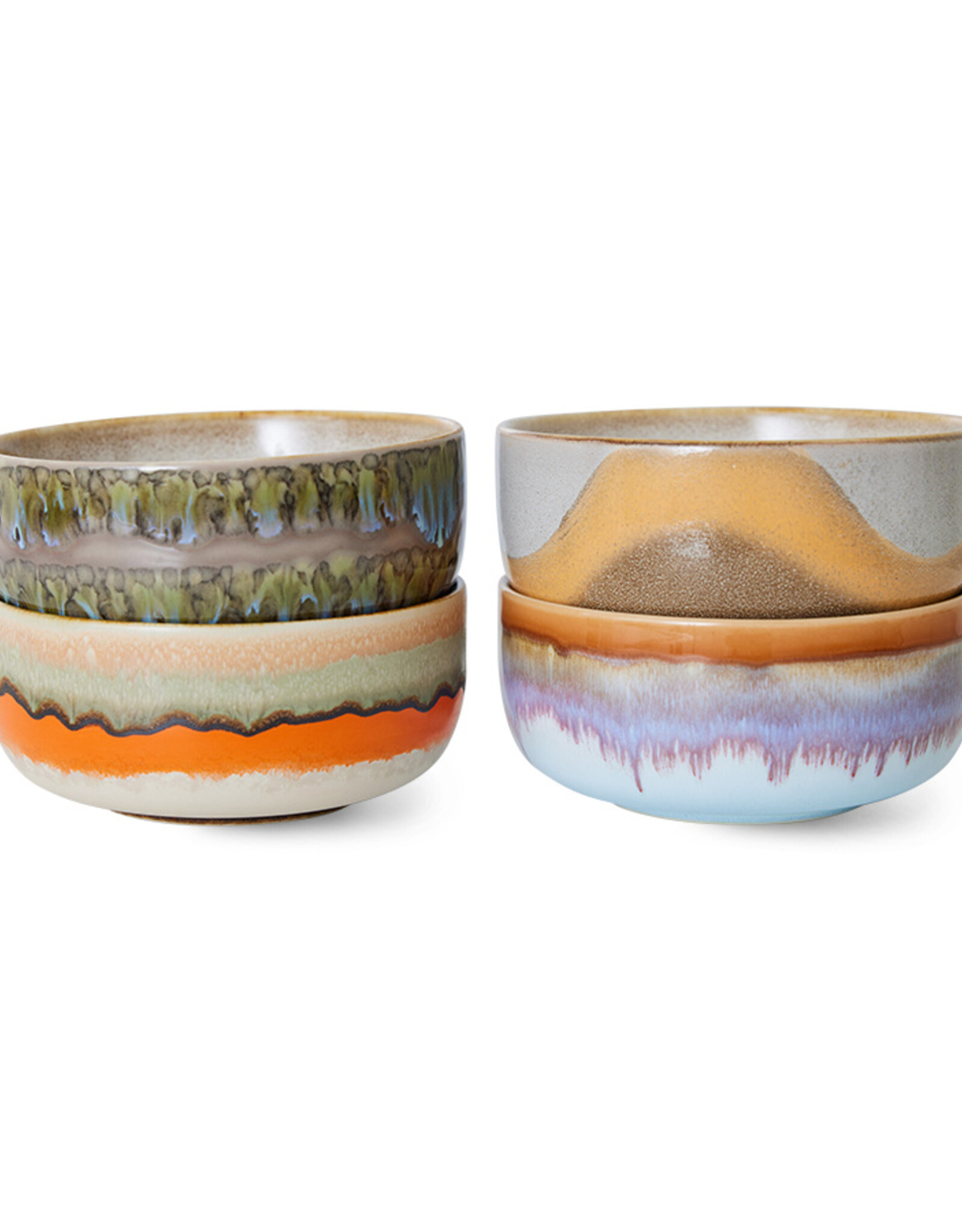 HK Living 70s ceramics: Dessert Bowls (set of 4) Reef-mix