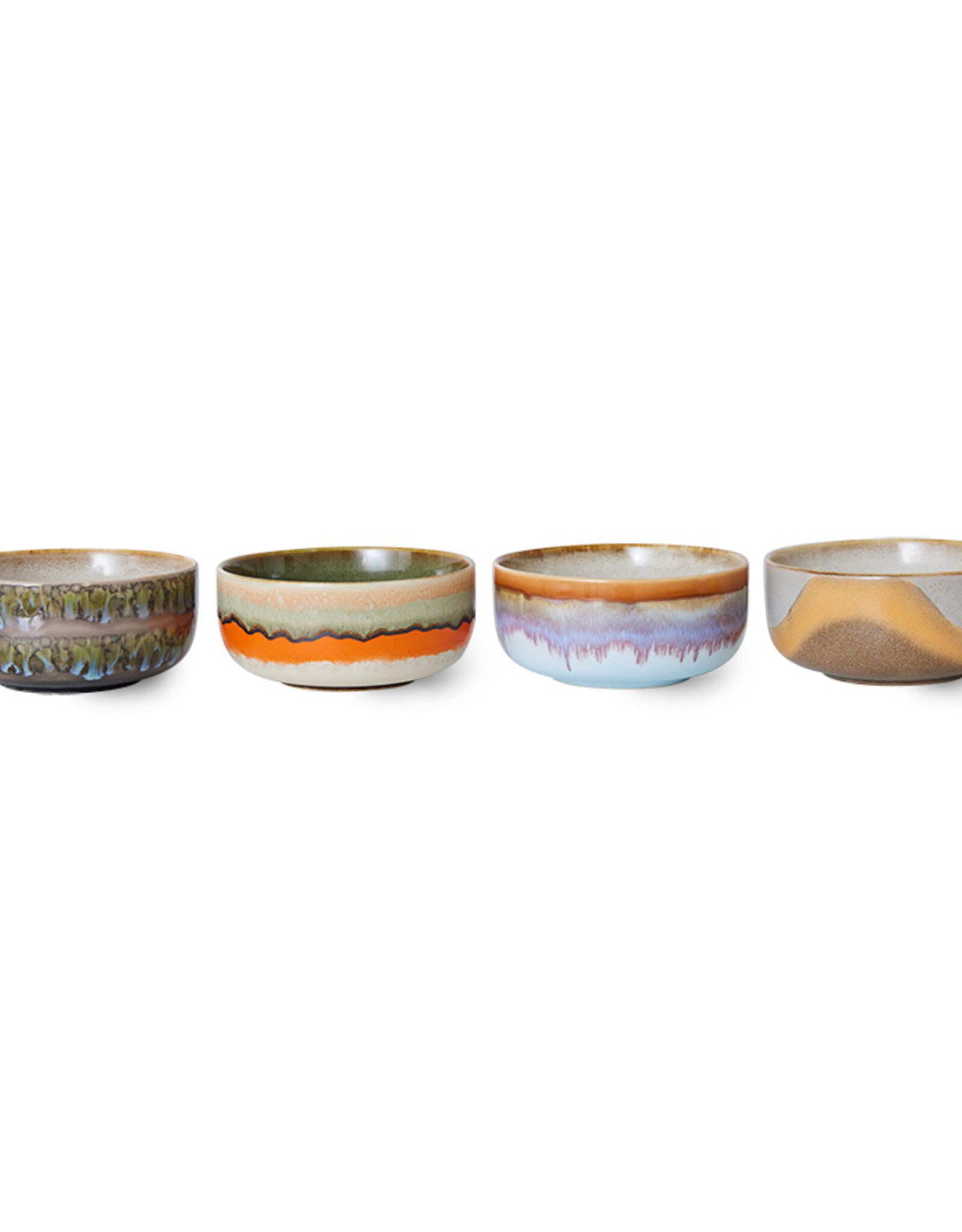 HK Living 70s ceramics: Dessert Bowls (set of 4) Reef-mix