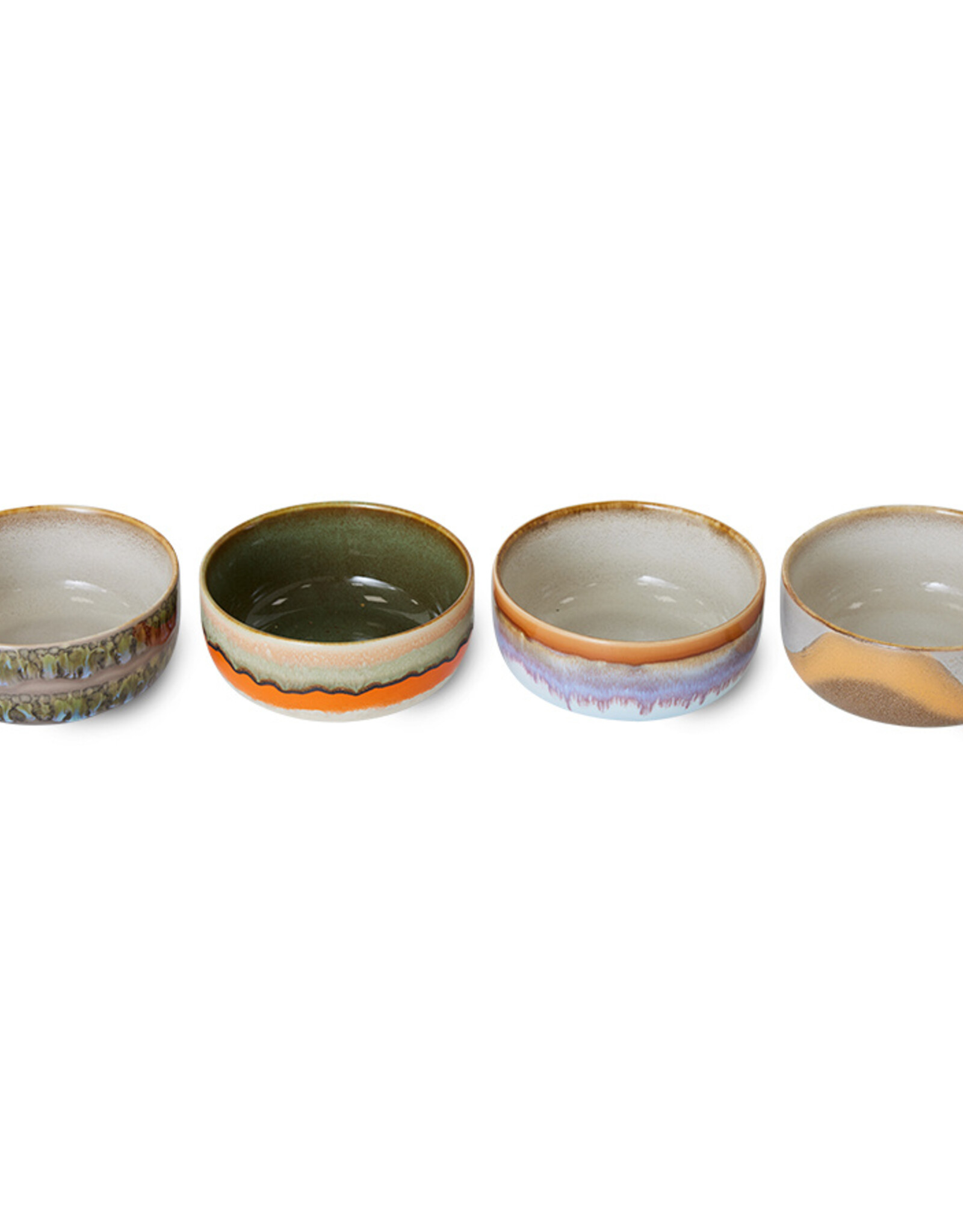 HK Living 70s ceramics: Dessert Bowls (set of 4) Reef-mix