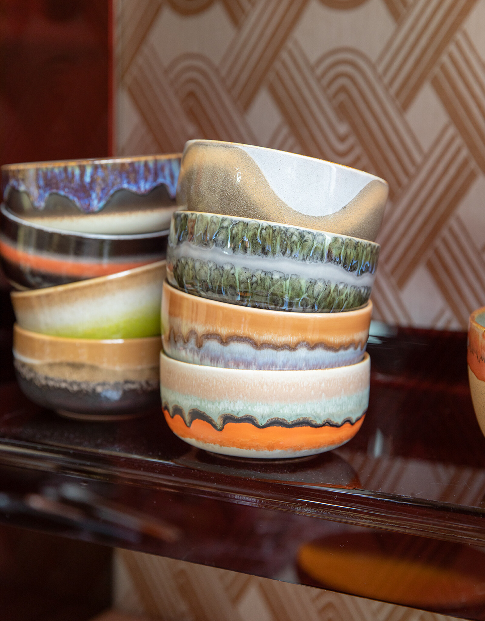 HK Living 70s ceramics: Dessert Bowls (set of 4) Reef-mix