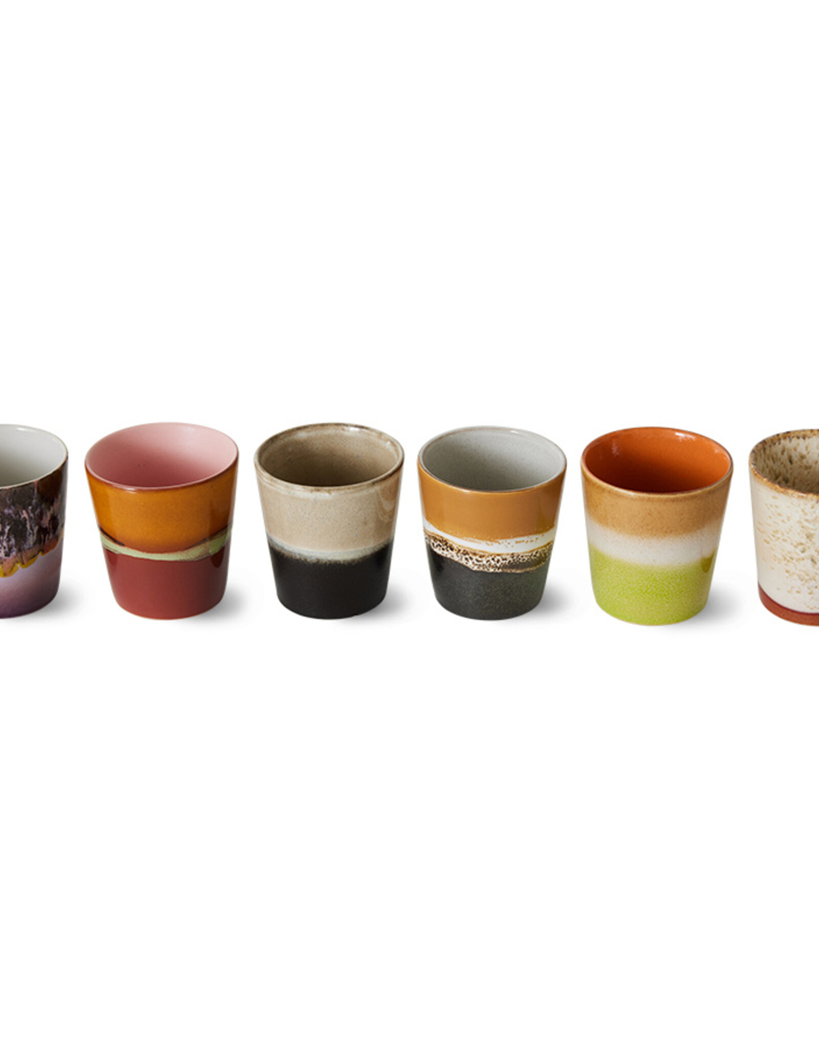 HK Living 70s ceramics: Coffee Mugs (set of 6) Soil-mix