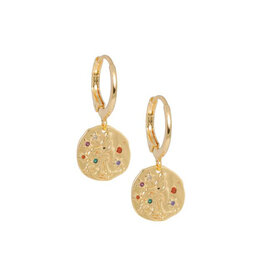 Ellen Beekmans Oorbellen Creole Coin & Colored Stones-gold