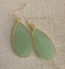 Ellen Beekmans Oorbellen Long Drop Gemstone-gold/mint