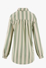 Zusss Blouse Oversized blouse met streep saliegroen/zand