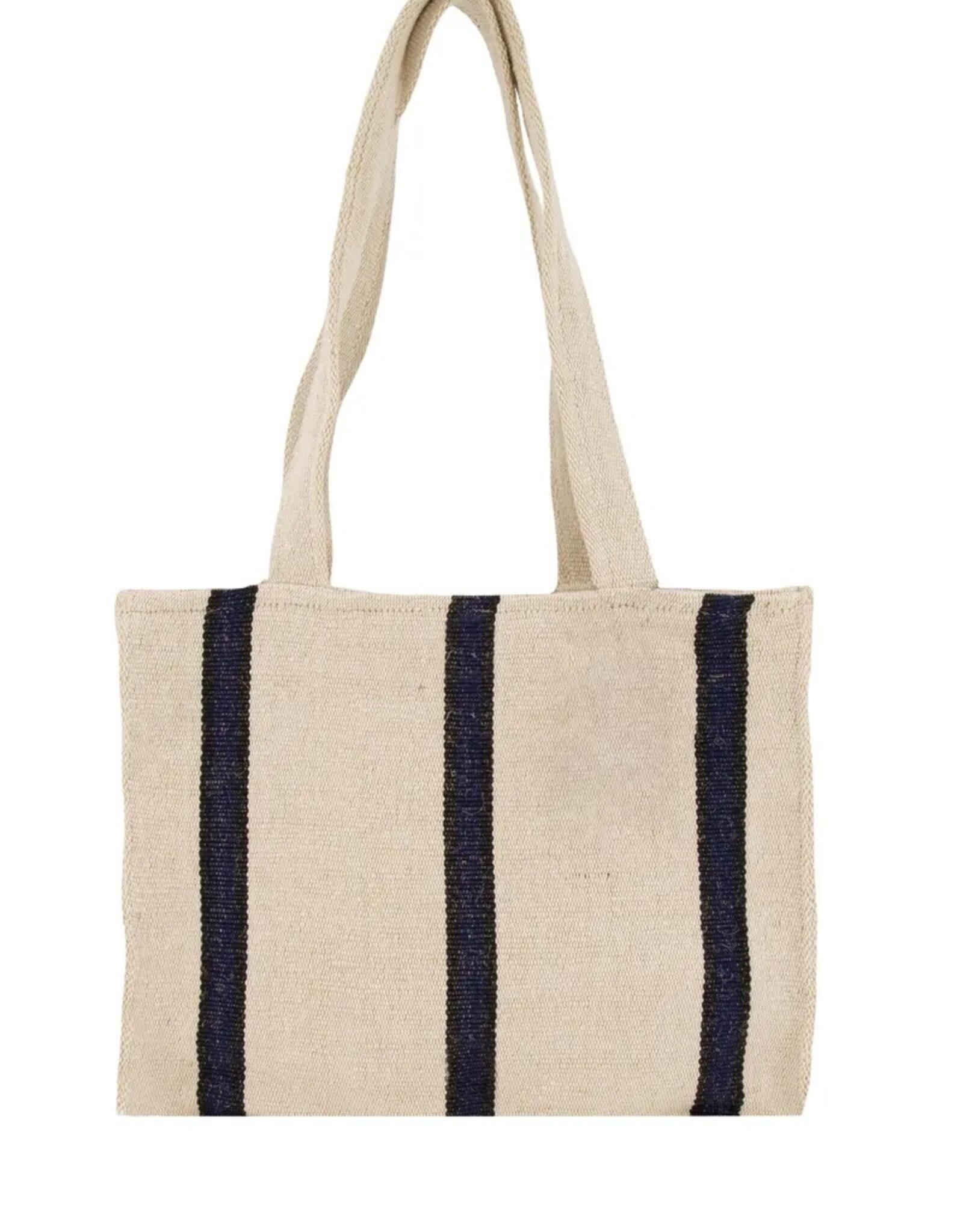 Zusss Shopper XL met Marinestreep-ecru/donkerblauw