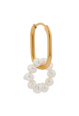 Label Kiki Oorbel Single Hoop Oval Pearl-gold