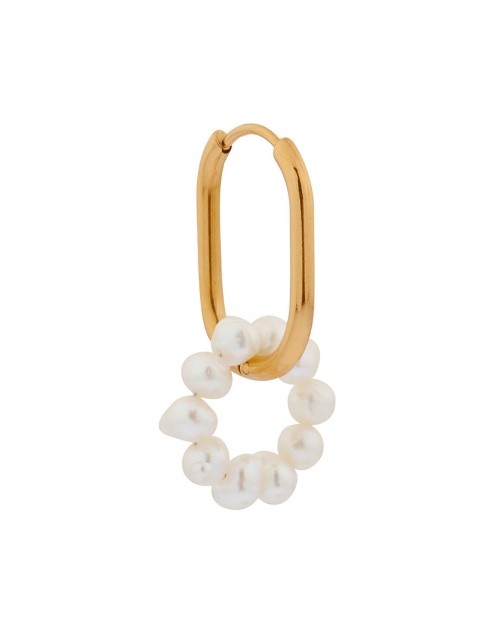 Label Kiki Oorbel Single Hoop Oval Pearl-gold