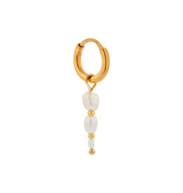 Label Kiki Oorbel Single Hoop Triple Pearl-gold