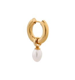 Label Kiki Oorbel Single Hoop Deluxe Small Pearl-gold