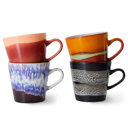 HK Living 70s ceramics: Americano Mugs (set of 4) Friction-mixed