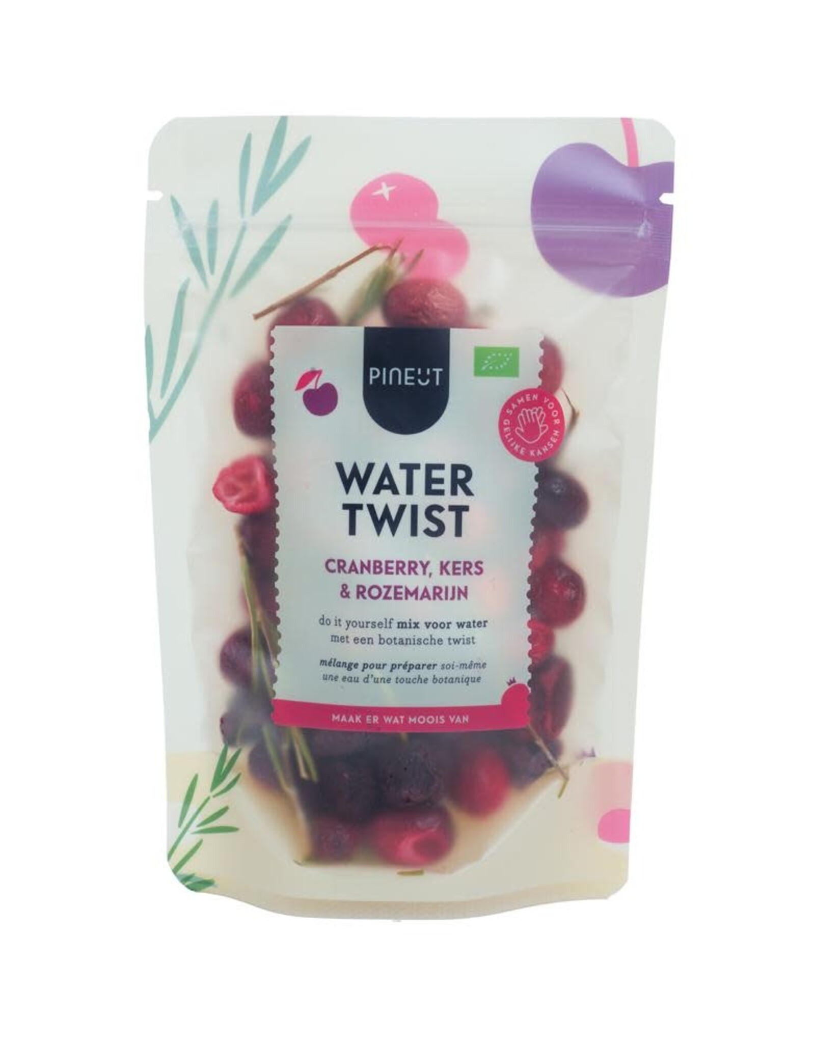 Pineut Pineut Watertwist Kers/Cranberry/Rozemarijn Bio-Pouchbag