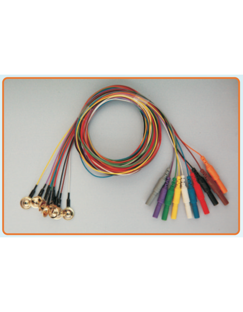 FSM EEG Gold Cup Electrode 150 cm, 10 Colors, Teflon Wire