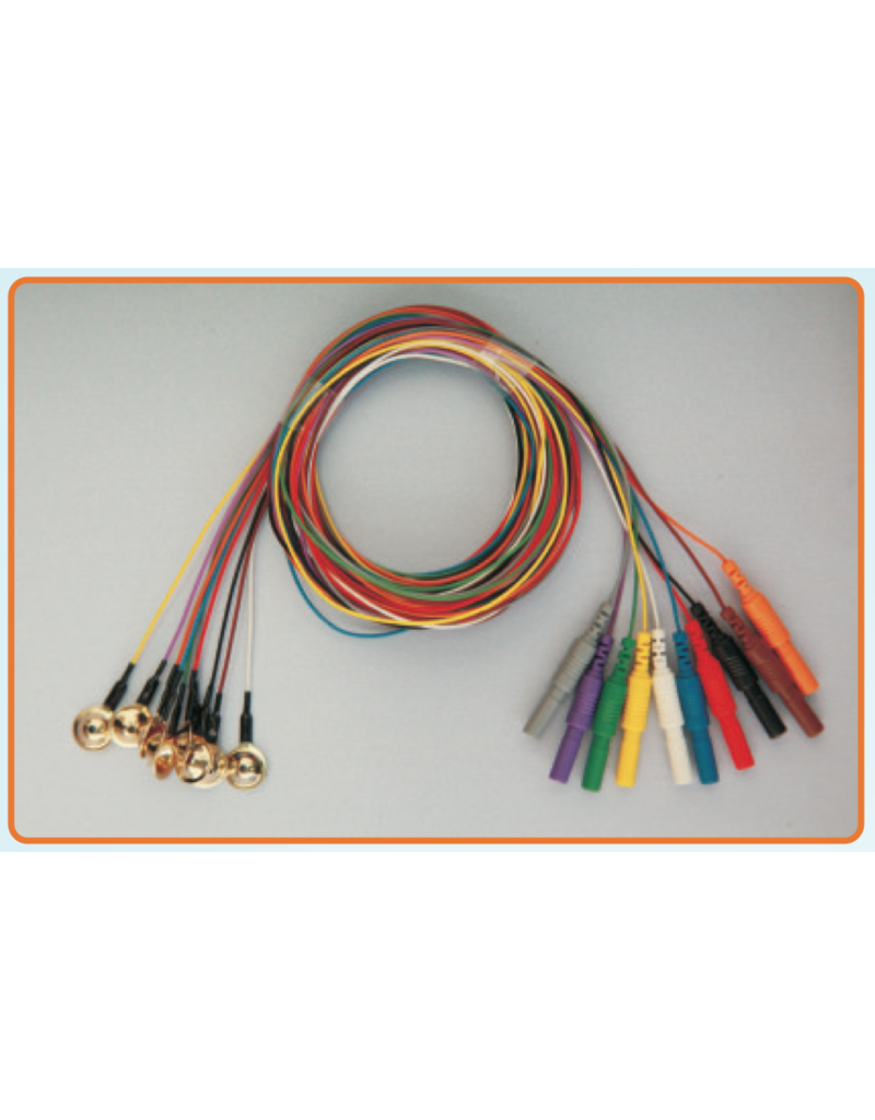FSM EEG Gold Cup Elektrode 250 cm, 10 Farben, Silikondraht