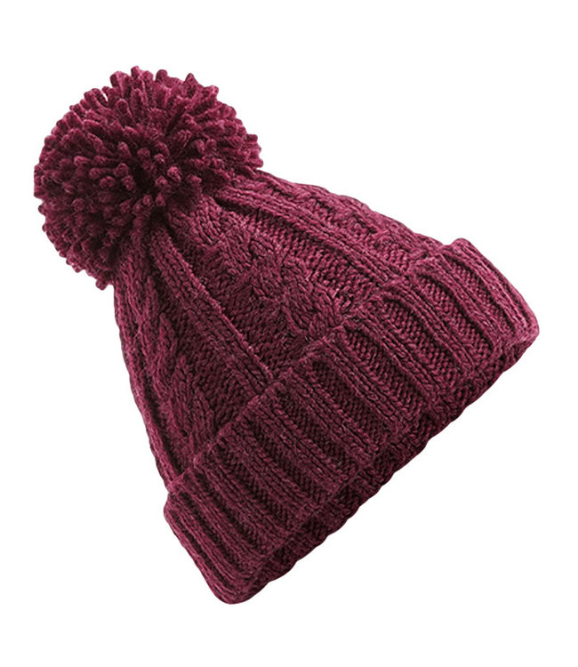 Beechfield Cable Knit Melange Pom Pom 