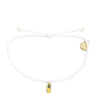 Pura Vida Enamel Pineapple Gold - White Bracelet