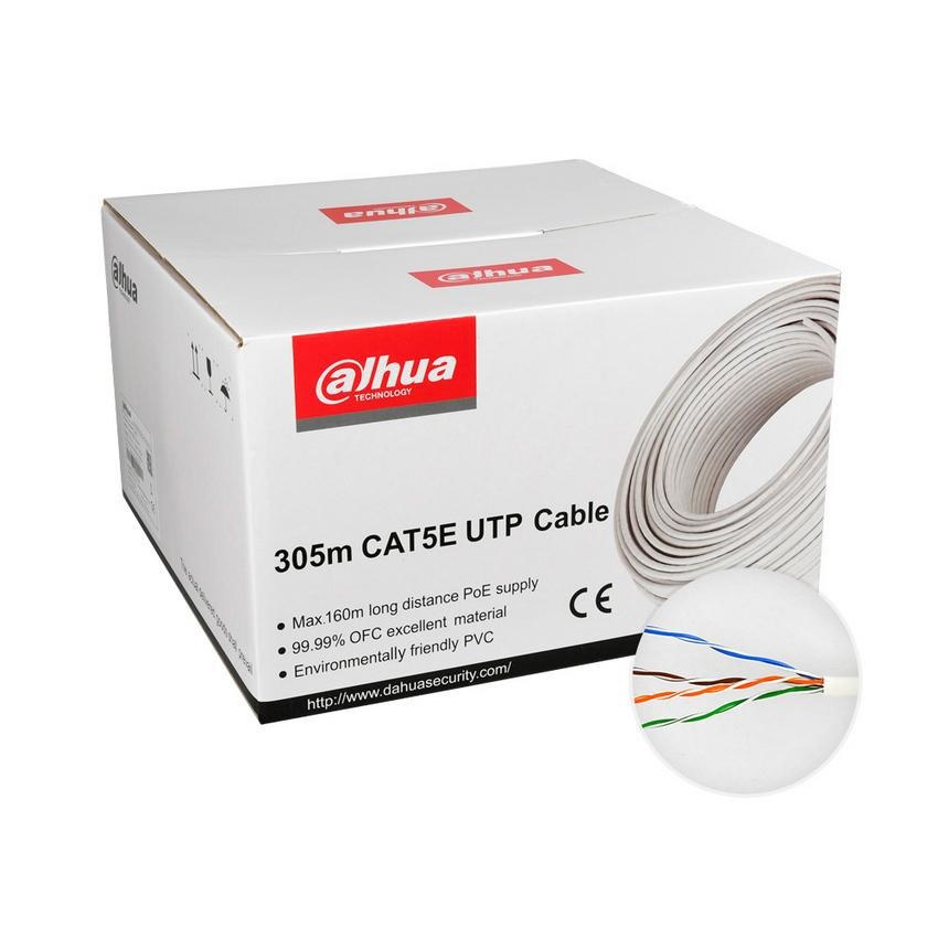 O cabo de rede Dahua PFM920I-5EUN UTP CAT5E é extremamente adequado para aplicações de vídeo. O cabo está em conformidade com as normas de acordo com a TIA/EIA-568-B. Em combinação com o equipamento de rede certo, pode ser alcançada uma velocidade de até