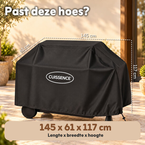 CUISSENCE® Universele BBQ hoes waterdicht voor buitenkeukens L (145x61x117 cm)