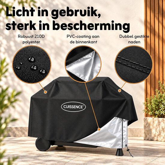 CUISSENCE® Universele BBQ hoes waterdicht voor buitenkeukens L (145x61x117 cm)