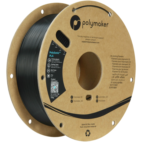 Polymaker Polymaker PolySonic™ PLA - High Speed PLA Black Polymaker Polymaker PolySonic™ PLA - High Speed PLA Black