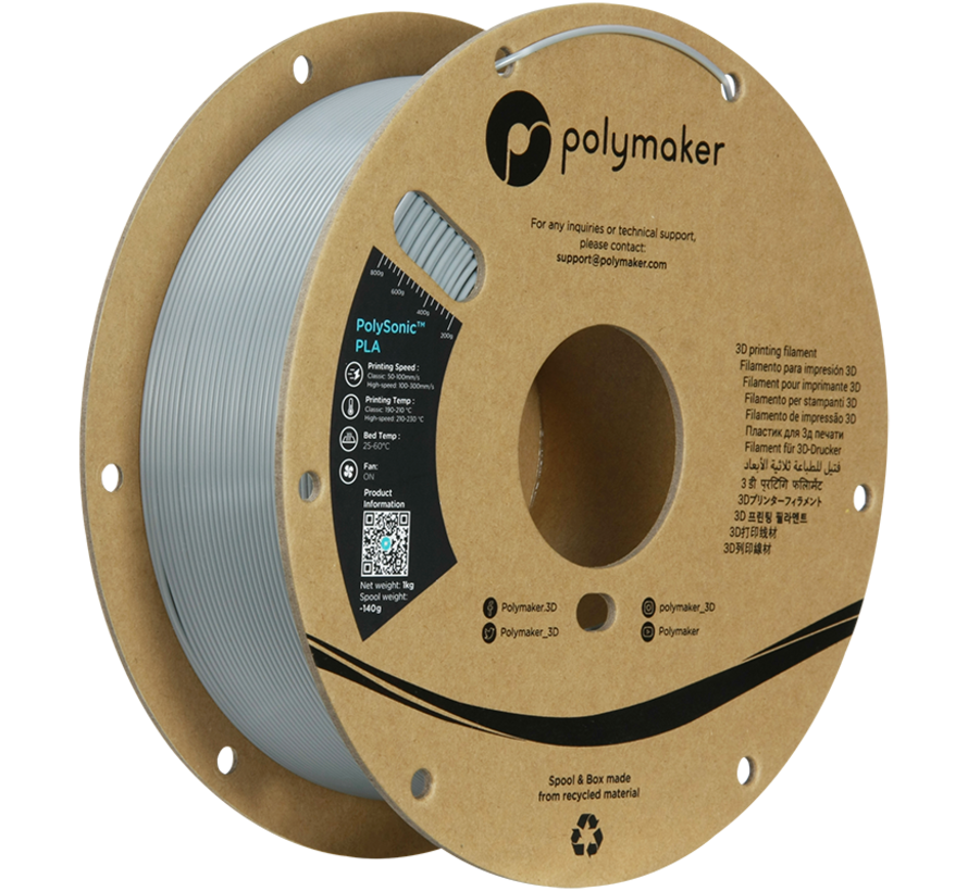 Polymaker PolySonic™ PLA - High Speed PLA Grijs