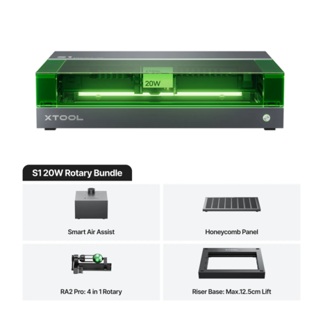xTool xTool S1 - 20W Rotary Bundle xTool xTool S1 - 20W Rotary Bundle