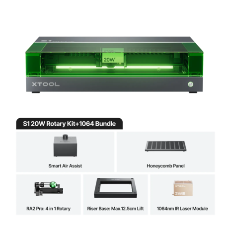 xTool xTool S1 - 20W Rotary Kit +1064